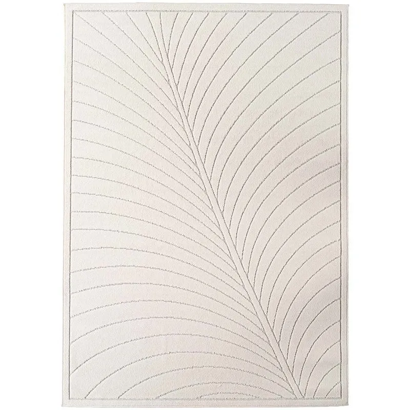 Tapis poils courts à relief FLORA Crème