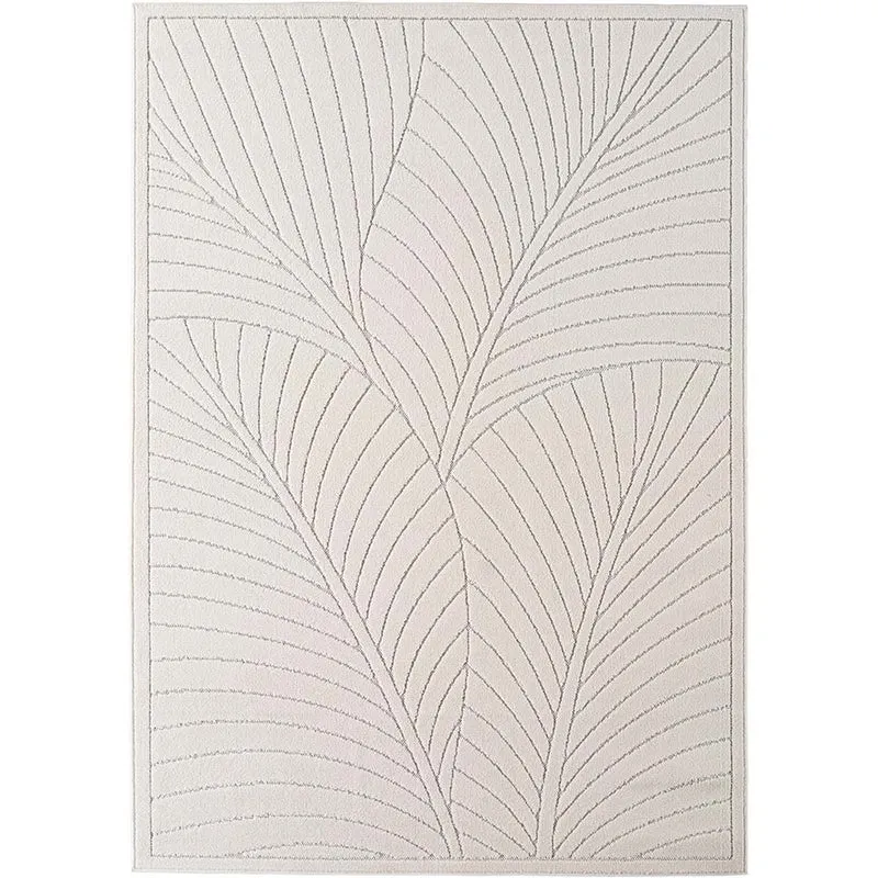 Tapis poils courts à relief Flowers Crème