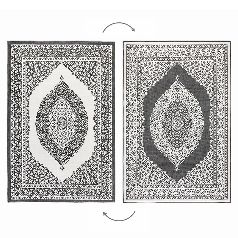 Tapis Extérieur Réversible TIRAZ Crème et Noir