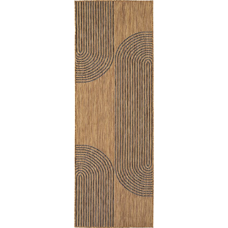 Tapis aspect jute Arcs Noir et Beige