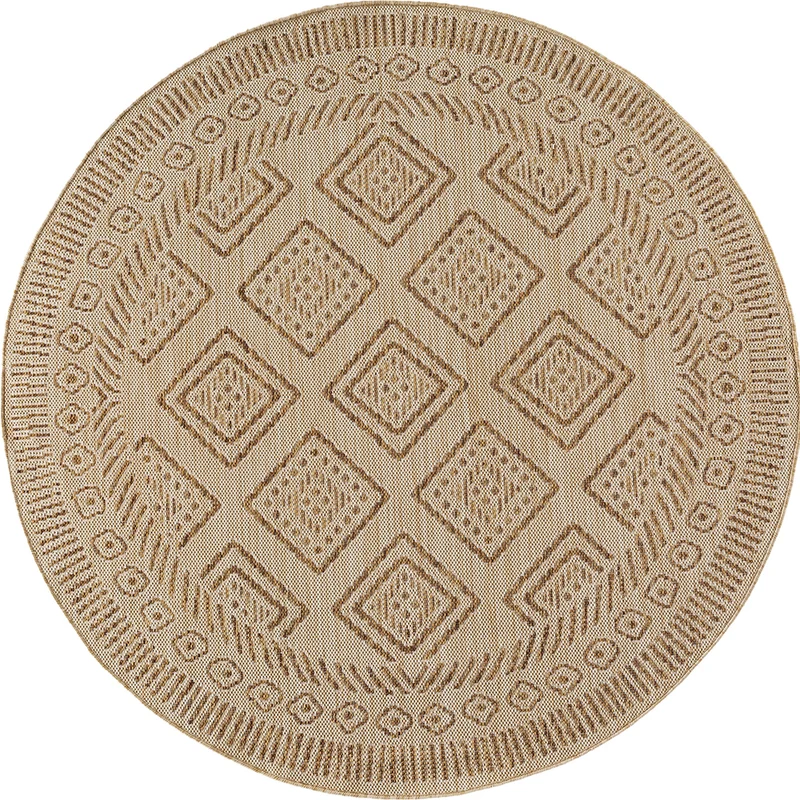 Tapis rond aspect jute Berbère Beige