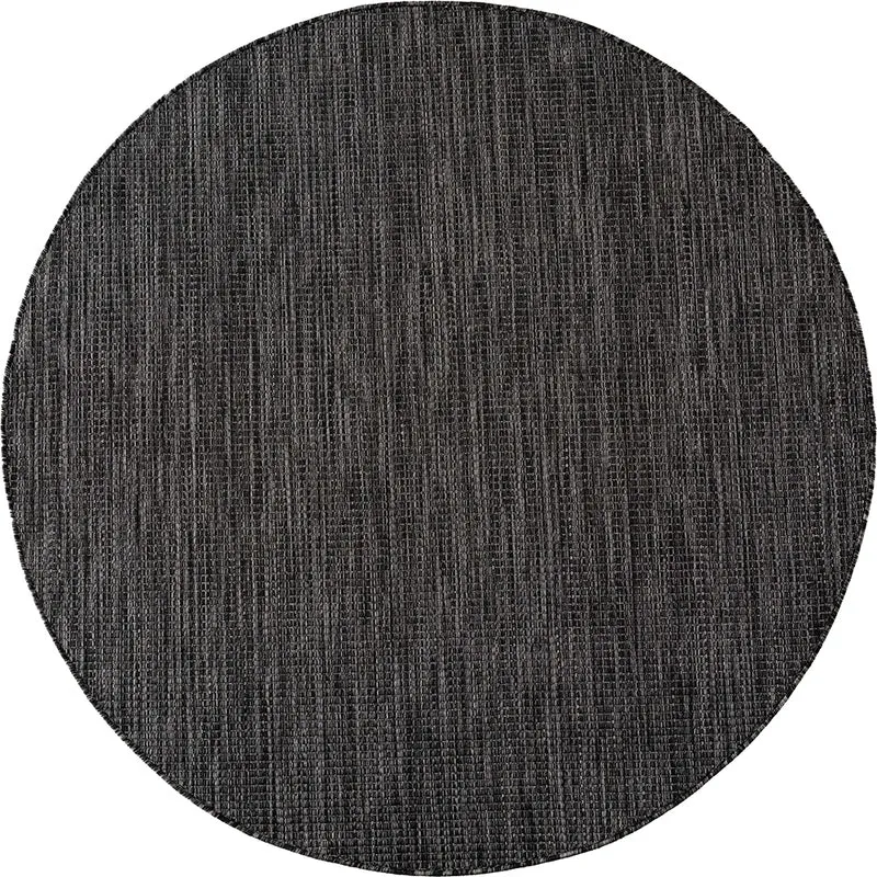 Tapis rond aspect jute noués Noir