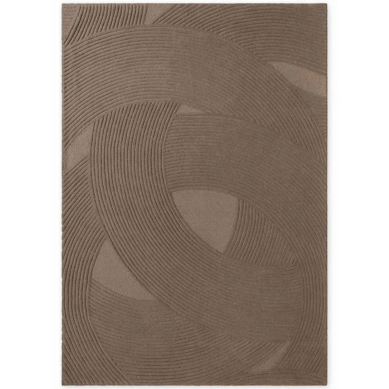 Tapis Laine Sculpté Main Spirale Marron - Ted Baker