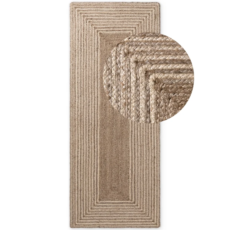 Tapis en Jute Fait Main LINE Marron