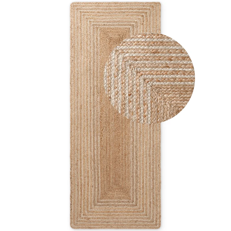 Tapis en Jute Fait Main LINE Beige Doré