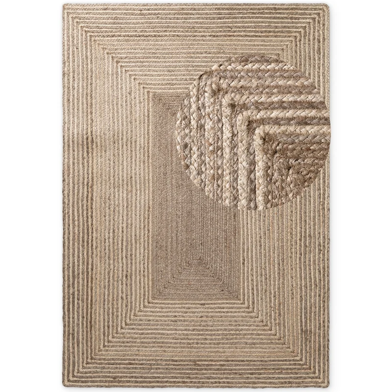 Tapis en Jute Fait Main LINE Marron