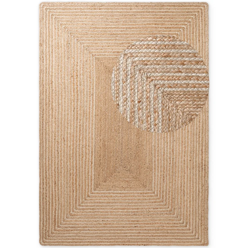 Tapis en Jute Fait Main LINE Beige Doré